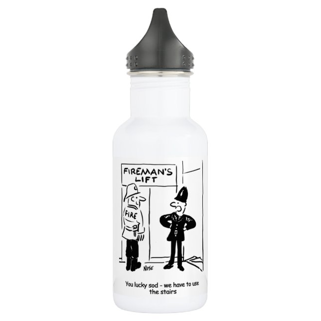 Funny Fireman Firefighter and Policeman Cartoon St Stainless Steel Water Bottle (Left)
