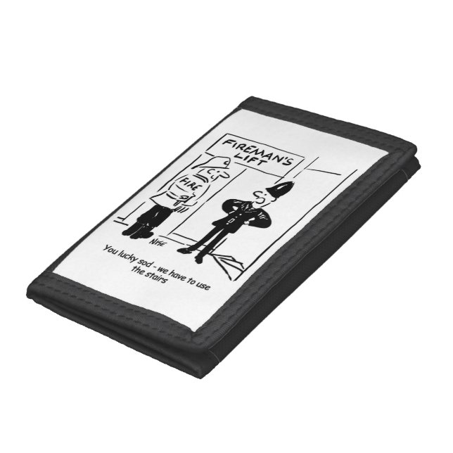 Funny Fireman Firefighter and Policeman Cartoon Trifold Wallet (Bottom)