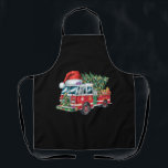 Funny Firetruck Santa Hat Christmas Tree Lights  Apron<br><div class="desc">Funny Firetruck Santa Hat Christmas Tree Lights</div>