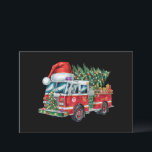 Funny Firetruck Santa Hat Christmas Tree Lights  Holiday Card<br><div class="desc">Funny Firetruck Santa Hat Christmas Tree Lights</div>