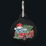 Funny Firetruck Santa Hat Christmas Tree Lights  Pet ID Tag<br><div class="desc">Funny Firetruck Santa Hat Christmas Tree Lights</div>