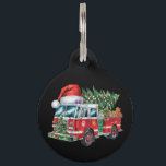 Funny Firetruck Santa Hat Christmas Tree Lights  Pet ID Tag<br><div class="desc">Funny Firetruck Santa Hat Christmas Tree Lights</div>
