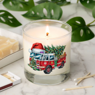 Funny Firetruck Santa Hat Christmas Tree Lights  Scented Candle