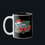Funny Firetruck Santa Hat Christmas Tree Lights  Two-Tone Coffee Mug<br><div class="desc">Funny Firetruck Santa Hat Christmas Tree Lights</div>