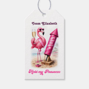 Funny Fireworks Flamingo Beach Bachelorette Gift Tags