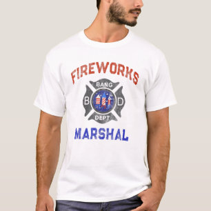 Funny FIREWORKS MARSHAL Firefighter America Fire C T-Shirt