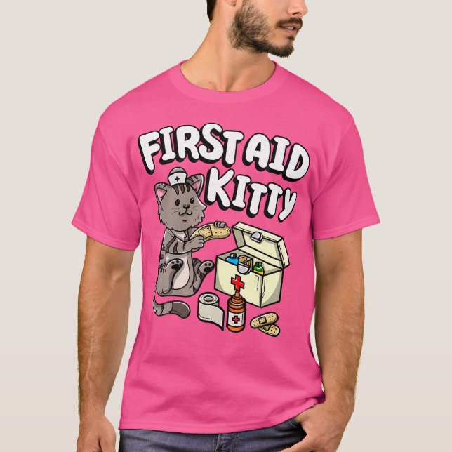 Funny First Aid Kitty Cat Medical Doctor Nurse T-Shirt (Front)