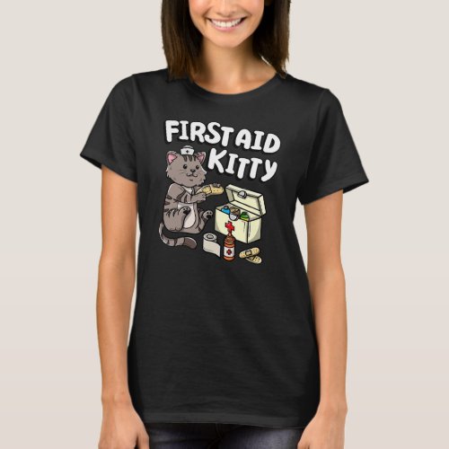 Funny First Aid Kitty Cat Medical Doctor Nurse  T_Shirt