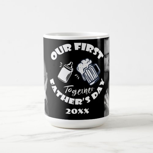 Funny First Fathers Day Typography and Photo  Coffee Mug