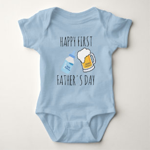 Funny First Father's Day  Wishes Custom Name Son B Baby Bodysuit