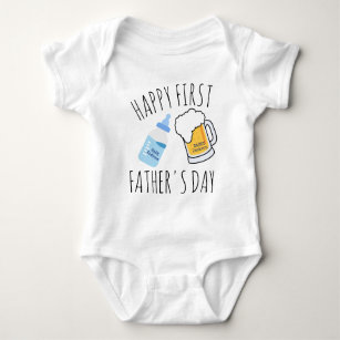 Funny First Father's Day  Wishes Custom Name Son Baby Bodysuit
