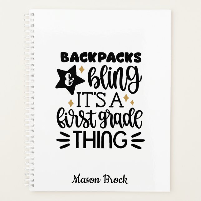 Funny First grade personalized gift Planner (Front)