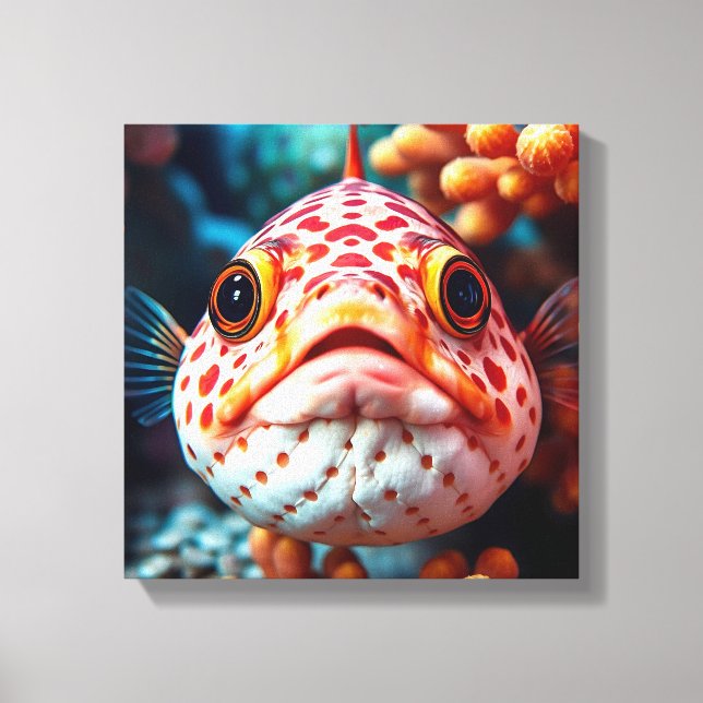 Funny Fish and Coral Close  Canvas Print (Front)
