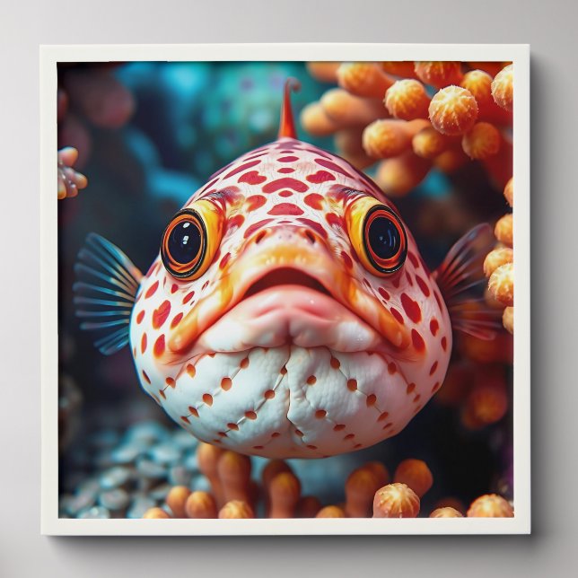 Funny Fish and Coral Close  Peel And Stick Photo Tile (Front Set)