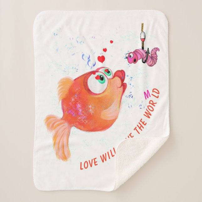Funny Fish and Worm Baby Blankets (Front)