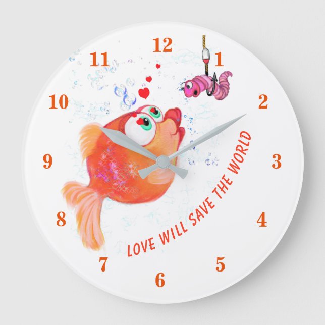 Funny Fish and Worm Clock (Front)