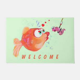 Funny Fish and Worm Doormat