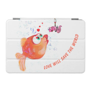 Funny Fish and Worm iPad Air Cover - Your Text