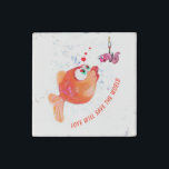 Funny Fish and Worm Love Romantic Stone Magnet<br><div class="desc">Stone Magnets with Funny Fish and Worm Love Romantic Cartoon Drawing Playful Fun Text - Customizable - or Choose / Add Your Unique Text / Font / Color - Make Your Special Fridge Magnets Gift - Resize and move or remove and add elements / image with Customization tool ! -...</div>