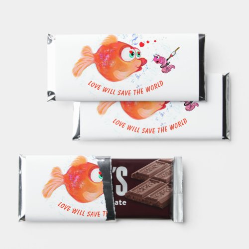 Funny Fish and Worm Love Romantic _ Your Text Hershey Bar Favors
