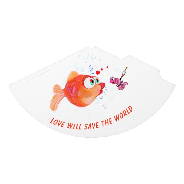 Funny Fish and Worm Party Hat - Custom Text (Front)