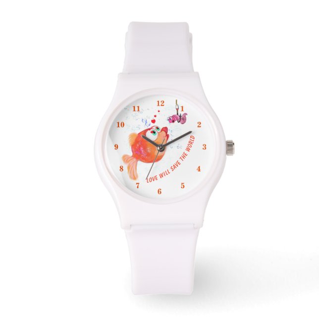 Funny Fish and Worm Watch - Custom Text (Front)
