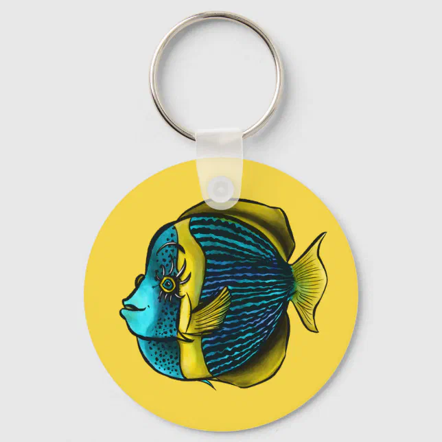 Silly Fish Keychain Funny Fish Aquatic Marine Under The Sea Kids Keychain | Zazzle