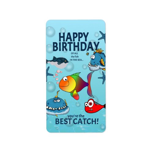 Funny Fish Birthday Label