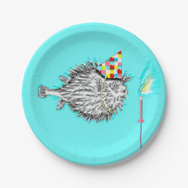Funny Fish Birthday Paper Plates (Front)