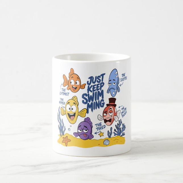 Funny Fish Characters Coffee Mug (Center)