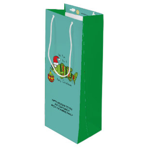 Funny Fish Christmas Bass Fishing Cute Cartoon Wine Gift Bag