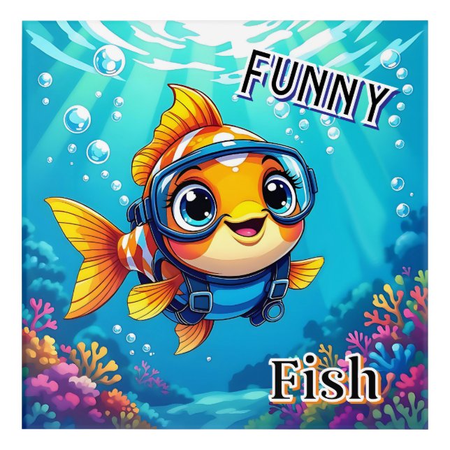 Funny Fish | Cute Cartoon Kid's Nursery Art (Front)