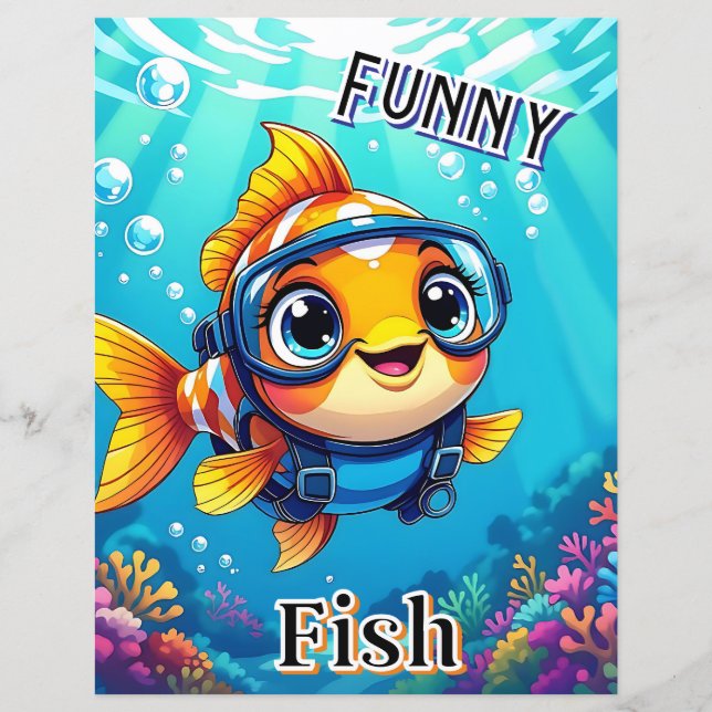Funny Fish | Cute Cartoon Kid's Nursery Art (Front)