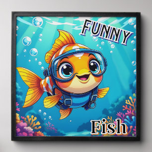 Funny Fish Cute Cartoon Kid's Nursery Art Peel And Stick Photo Tile