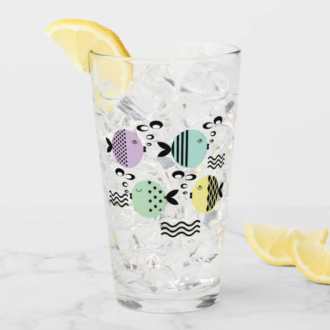 Funny fish, fish, sea, zodiac fish, colorful, chil glass (Front Ice)