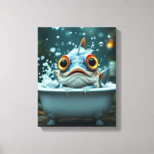 Funny fish in the bath canvas print