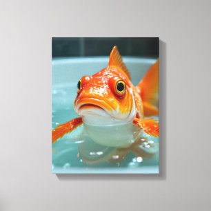 Funny fish in the bath canvas print