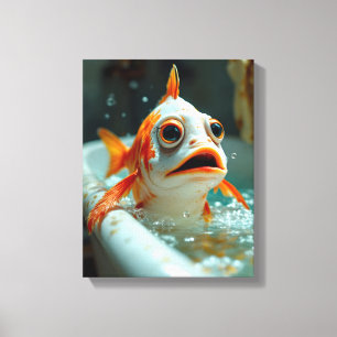 Funny fish in the bath canvas print