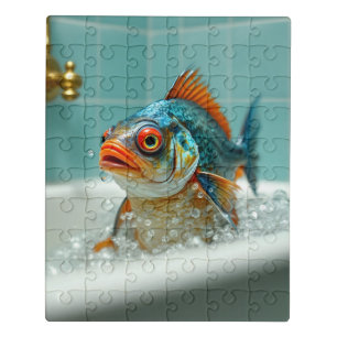 Funny fish in the bath jigsaw puzzle