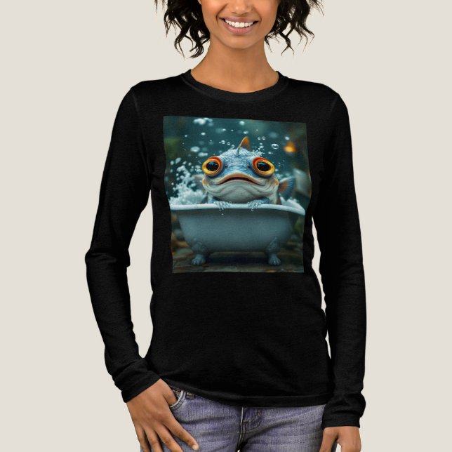 Funny fish in the bath Tri-Blend shirt (Front)