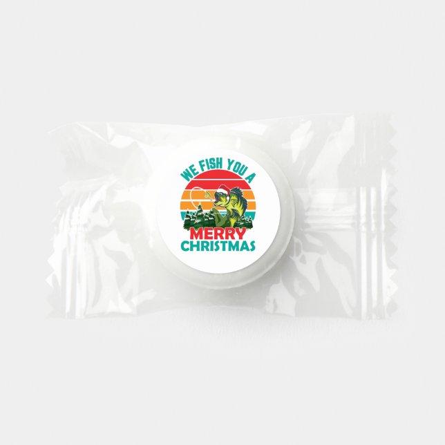 Funny Fish lovers word art Christmas Life Saver® Mints (Front)