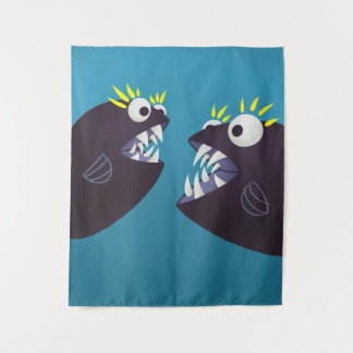 Funny Fish Monsters Talking Kids Tapestry