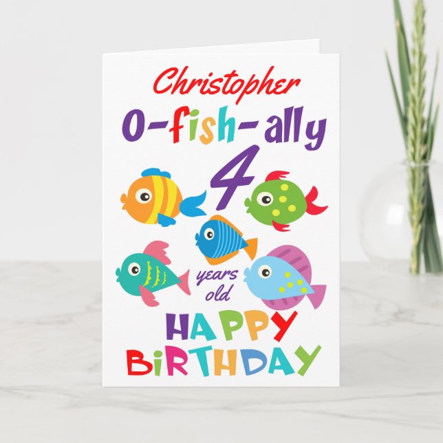 Funny Fish Personalized Any Age Birthday Card (Front)