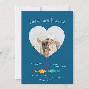 Funny Fish Pun Custom Photo Valentine's Day Holiday Card