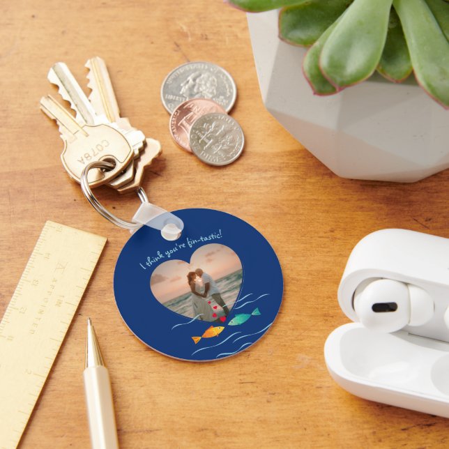 Funny Fish Pun Custom Photo Valentine's Day Keychain (Desk)