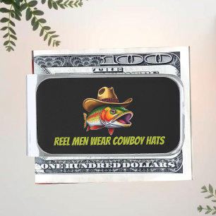 Funny Fish with a Cowboy Hat- Silver Finish Money Clip