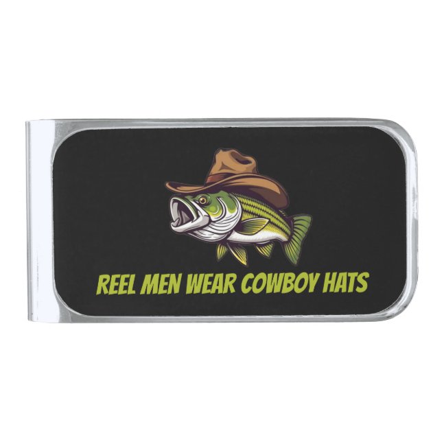 Funny Fish with a Cowboy Hat- Silver Finish Money Clip (Front)