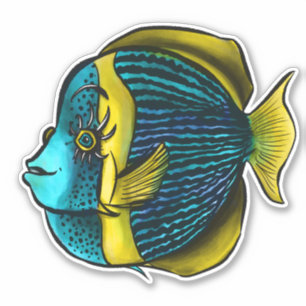 Funny Fish With Eyelashes Ocean Biology Sticker