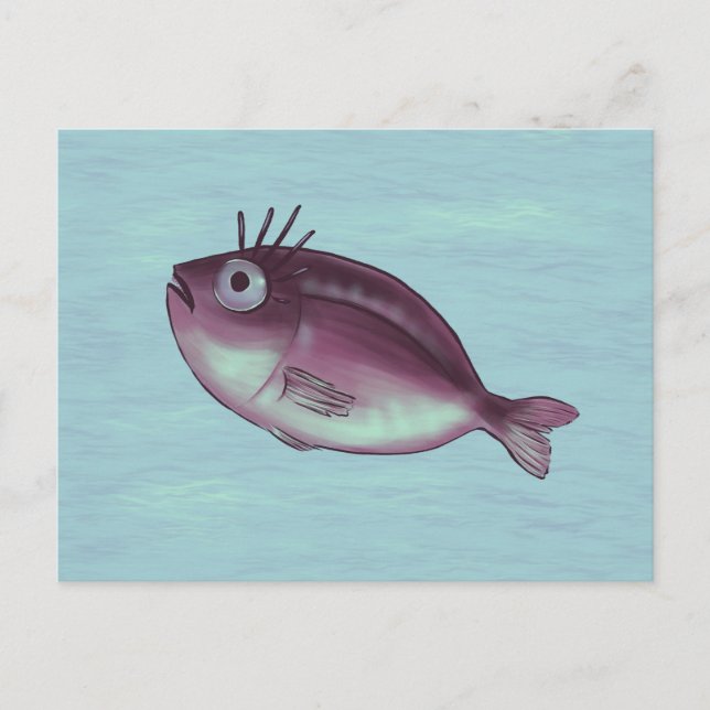 Funny Fish With Fancy Eyelashes Digital Art Postcard (Front)