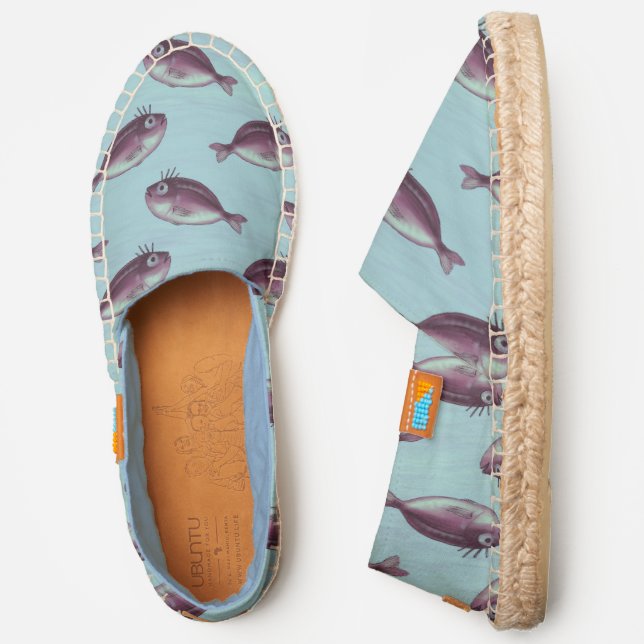Funny Fish With Fancy Eyelashes Pattern Espadrilles (Side)